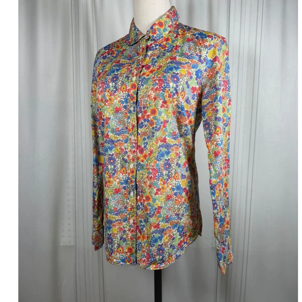 J.Crew Liberty Art Fabrics Floral Button Down Shirt Margaret Annie Print 4 Faded